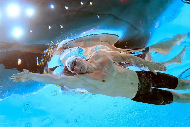 Le Français Maxime Grousset lors de la demi-finale du 100 m nage libre, la veille de la finale, aux championnats du monde de natation à Singapour le 30 juillet 2025