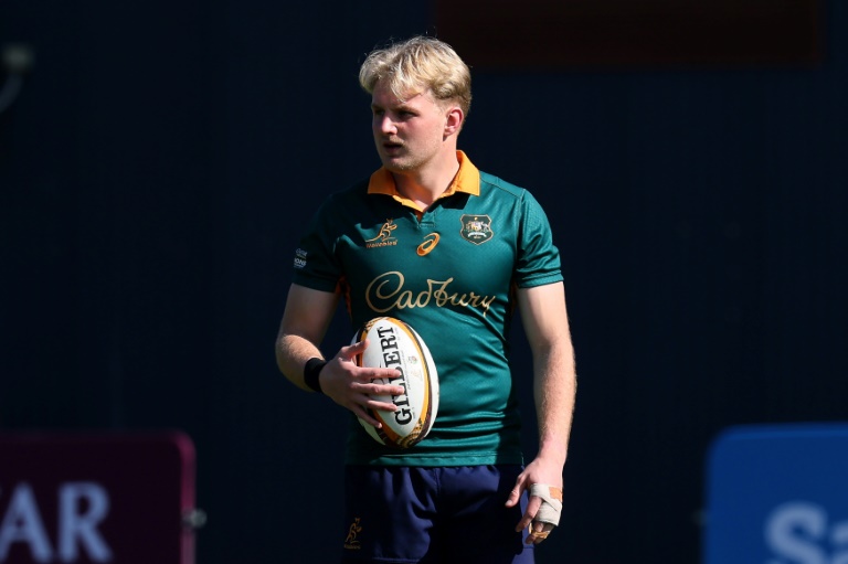 L'ouvreur australien Tom Lynagh à l'entraînement avant le premier test-match contre les Lions britanniques et irlandais, le 17 juillet 2025 à Brisbane