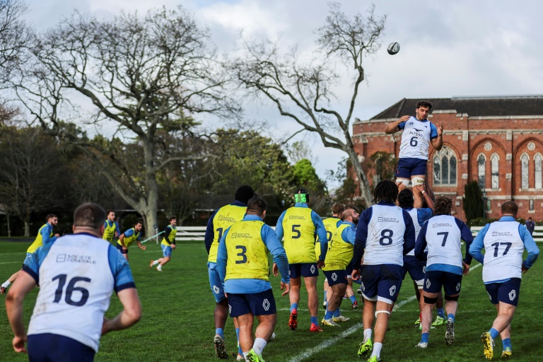 L'équipe de France à l'entraînement avant son troisième test-match contre la Nouvelle-Zélande, le 15 juillet 2025 à Auckland