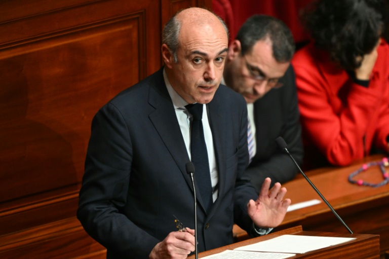 Olivier Marleix, président du groupe des députés LR, intervient au Congrès de Versailles, réunissant les parlementaires de l'Assemble et du Sénat, le 4 mars 2024