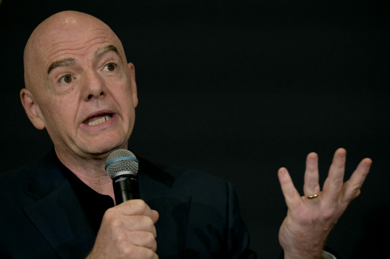 Le président de la Fédération internationale de football (Fifa), Gianni Infantino, s'exprime lors d'une conférence de presse à la Trump Tower à New York, le 12 juillet 2025