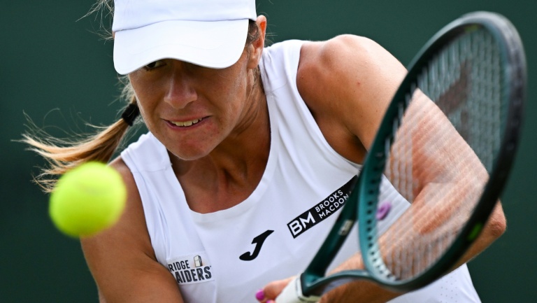 L'Argentine Solana Sierra lors de sa rencontre du troisième tour du tournoi de Wimbledon 2025 face à l'Espagnole Cristina Bucsa, à Wimbledon, le 4 juillet 2025
