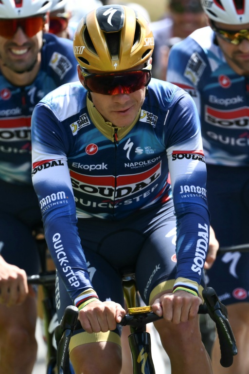 Le Belge Remco Evenepoel, troisième du Tour de France en 2024, à l'entraînement la veille du départ de l'édition 2025 le 4 juillet 2025 à Lille