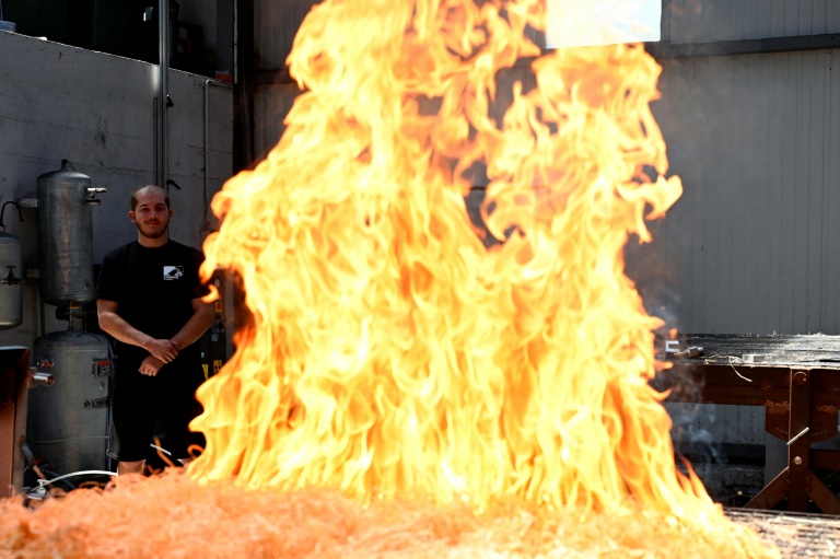 Un chercheur de l'Université de Lorraine observe comment la chaleur se propage dans le sol lors d'un incendie, le 20 juin 2025 à Laneuvelotte