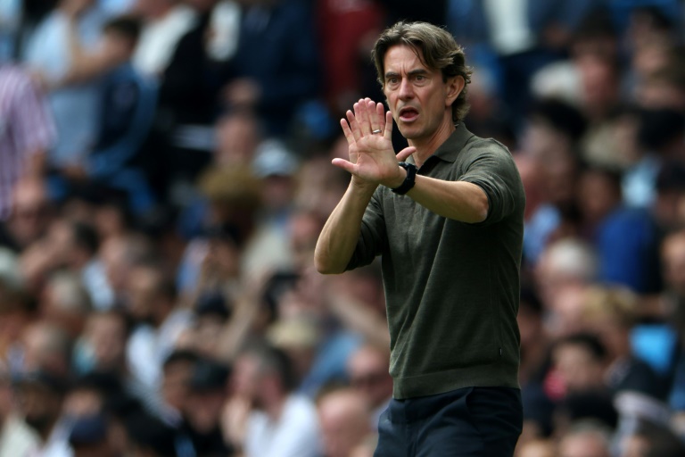 L'entraîneur de Tottenham Thomas Frank, lors du succès sur la pelouse de Manchester City, le 23 août 2025