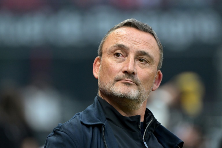 L'entraîneur de Nice Franck Haise lors du déplacment de son équipe à Rennes le 10 mai 2025