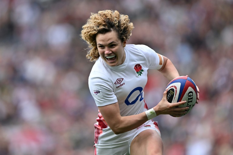 L'arrière anglaise Ellie Kildunne lors d'un match du Tournoi des six nations contre l'Irlande le 20 avril 2024 à Twickenham