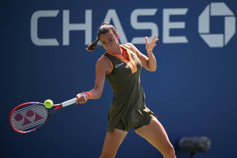 La Française Caroline Garcia au premier tour de l'US Open le 25 août 2025 à New York