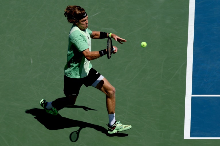 Le Russe Andrey Rublev au 3e tour du Masters 1000 de Toronto contre l'Italien Lorenzo Sonego le 1er août 2025