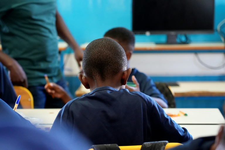 Des élèves d'une école de Mamoudzou, à Mayotte, le 18 août 2025