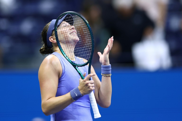 Amanda Anisimova après sa victoire en demi-finales de l'US Open contre Naomi Osaka, le 4 septembre 2025 à New York