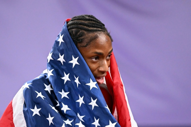 L'Américaine Melissa Jefferson-Wooden après sa victoire sur le 200 m lors des Mondiaux de Tokyo, le 19 septembre 2025.