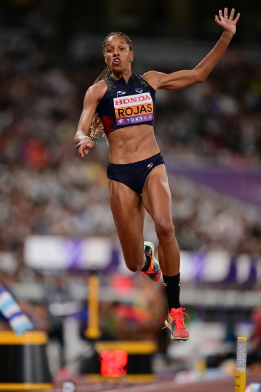 La Vénézuélienne Yulimar Rojas pendant les qualifications du triple saut des Championnats du monde d'athlétisme à Tokyo le 16 septembre 2025