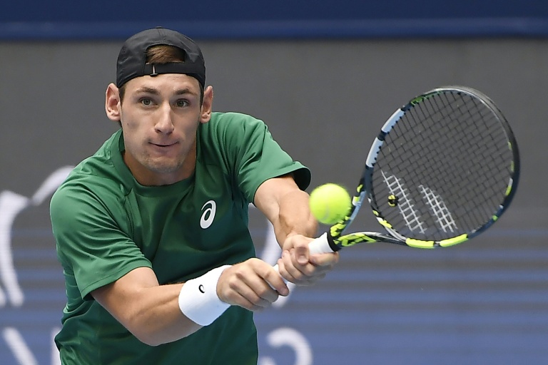 Valentin Royer en quarts de finale du tournoi de Hangzhou contre Learner Tien, le 21 septembre 2025