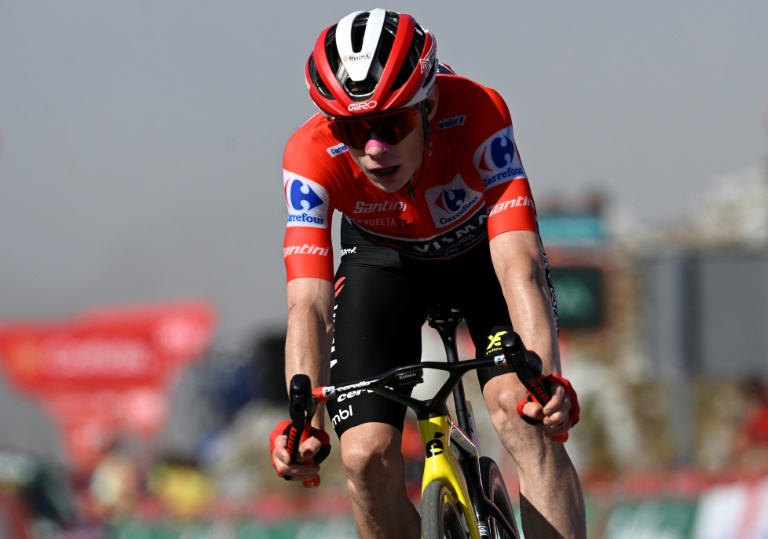 Le Danois Jonas Vingegaard (Visma-Lease a bike), leader du classement général de la Vuelta et deuxième de la 13e étape vendredi, le 5 septembre 2025.