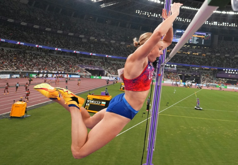 L'Américaine Katie Moon en finale du saut à la perche, lors des Mondiaux de Tokyo, le 17 septembre 2025
