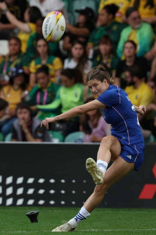 La Française Morgane Bourgeois lors du match de Coupe du monde de rugby contre l'Afrique du Sud à Northampton, le 7 septembre 2025.