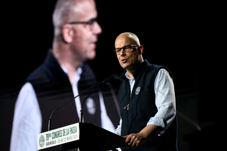 Le président de la FNSEA Arnaud Rousseau s'exprime, le 26 mars 2025 à Grenoble