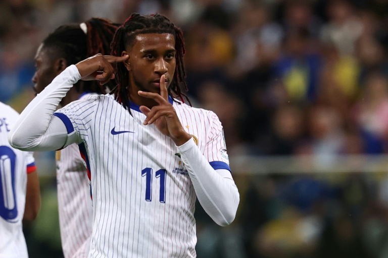 Michael Olise auteur du premier but des Bleus contre l'Ukraine en qualifications au Mondial, le 5 septembre 2025 à Wroclaw