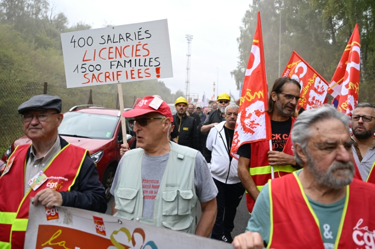 Marche citoyenne en soutien aux salariés de l'usine de l'aciériste NovAsco à Hagondange, le 4 septembre 2025 en Moselle