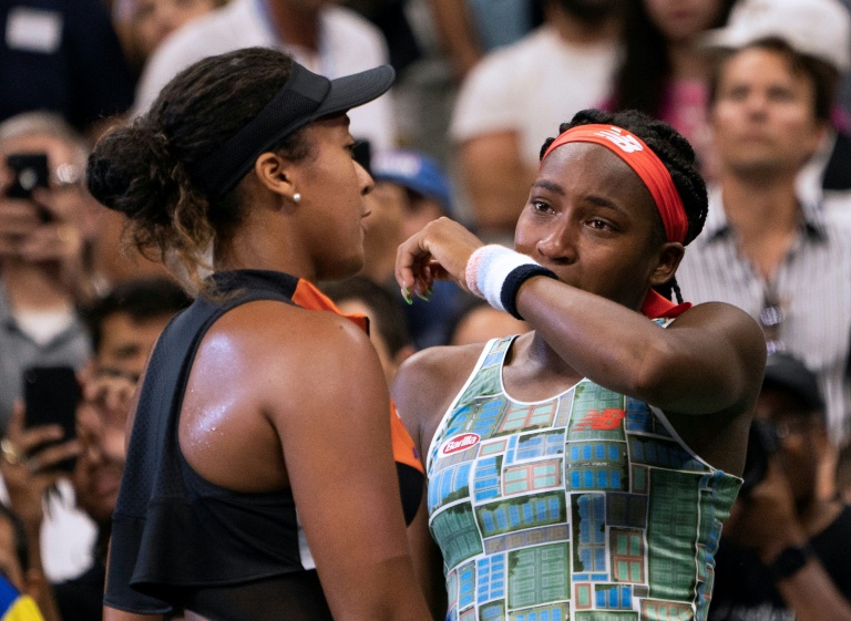 Naomi Osaka et Coco Gauff à la fin de leur match du 3e tour de l'US Open 2019, le 31 août 2019 à New York