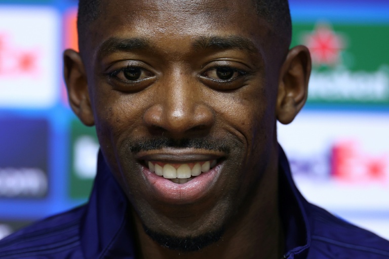 L'attaquant français du PSG Ousmane Dembélé, le 14 avril 2025 en conférence de presse à Birmingham