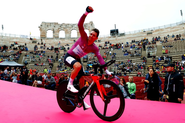Arnaud Démare à l'issue de la dernière étape du Giro 2022 courue le 29 mai à Vérone