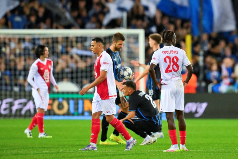Les joueurs de Monaco dépités après leur déroute à 's à Bruges 4-1 pour la premier journée de la Ligue des champions, le 18 septembre.