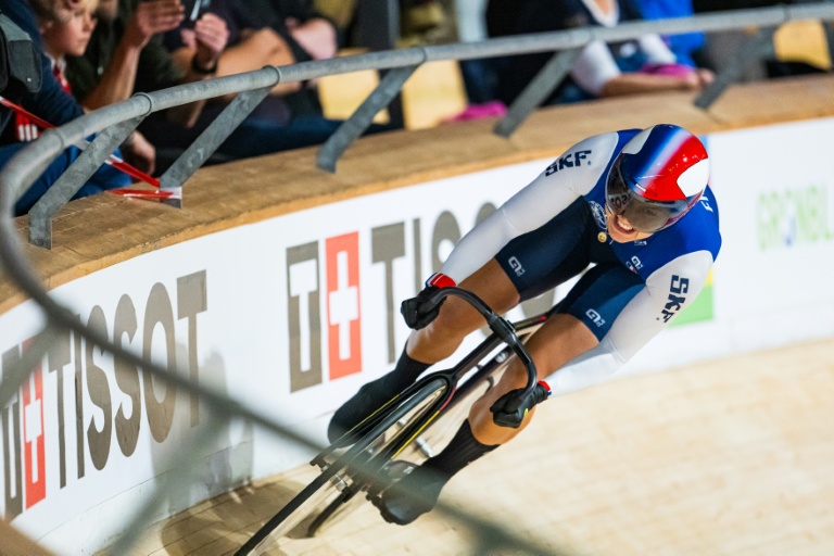 Mathilde Gros lors des qualifications de la vitesse individuelle des Championnats du monde de cyclisme sur piste le 17 octobre 2024 à Ballerup, au Danemark