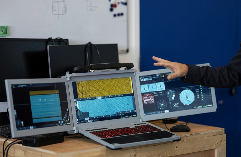 E-Poc, centre opérationnel de la guerre anti-mines de Thales qui fait partie du programme franco-britannique MMCM visant à remplacer les chasseurs de mines traditionnels par des systèmes autonomes, à Brest, le 1er octobre 2025