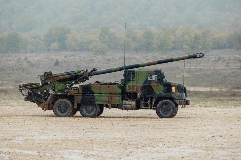 Démonstration du canon Caesar de KNDS sur le camp militaire de Canjuers , dans le sud de la FRance, le 20 octobre 2025