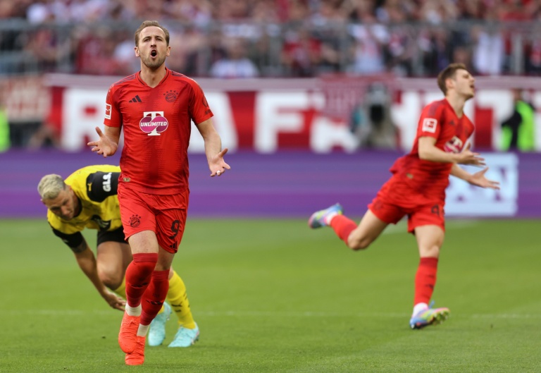 L'attaquant du Bayern Harry Kane, lors du match de Bundesliga contre le Borussia Dortmund, à Munich le 12 avril 2025