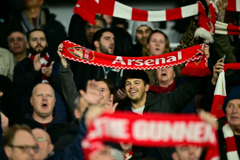 La joie des supporters d'Arsenal, vainqueur 4-0 de l'Atlético Madrid en Ligue des champions le 21 octobre 2025 à Londres