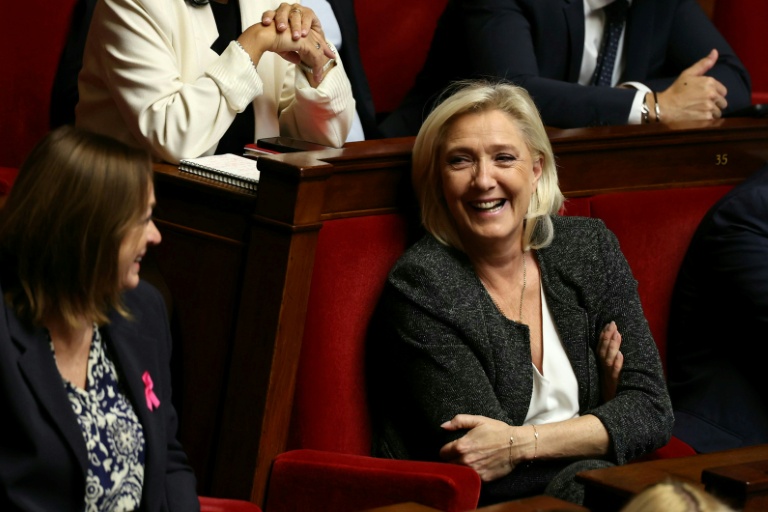 La cheffe de file du Rassemblement national (RN) Marine Le Pen à l'Assemblée nationale, le 14 octobre 2025 à Paris