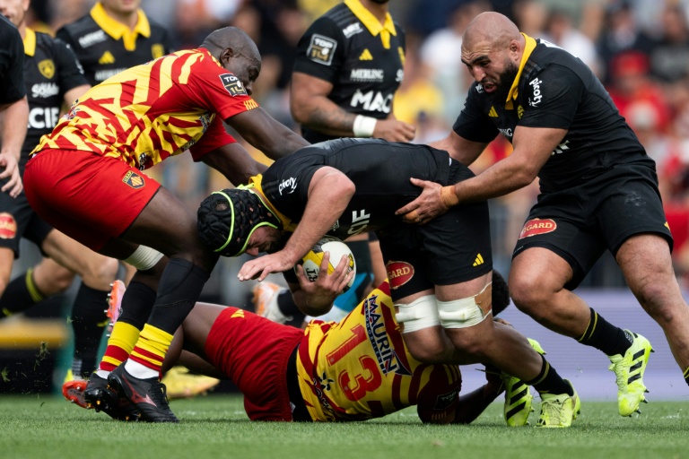 Charge de Grégory Alldritt, le troisième ligne de La Rochelle, contre Perpignan en Top 14 le 27 septembre 2025 au Stade Marcel-Deflandre à La Rochelle