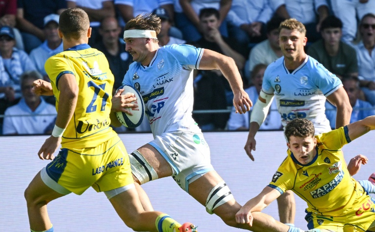 Le troisième ligne bayonnais Esteban Capilla, appelé pour la première fois en XV de France, lors du match de Top 14 contre Clermont, à Bayonne le 18 octobre 2025