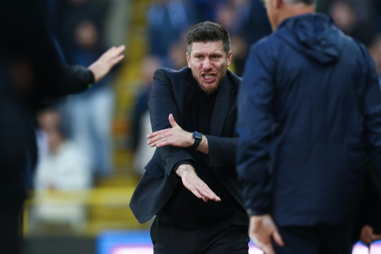 Le Belge Sébastien Pocognoli, nouvel entraîneur de Monaco, alors à la tête de l'Union Saint-Gilloise le 1er octobre 2025 lors du match de Ligue des champions contre Newcastle