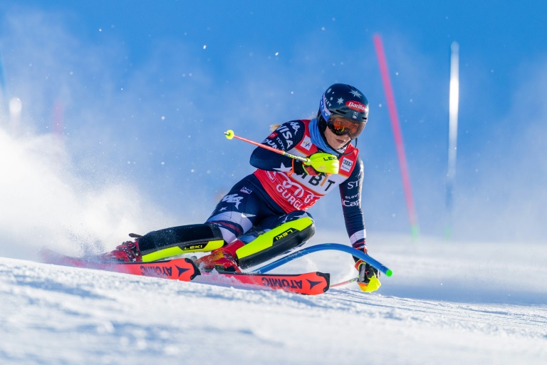 L'Américaine Mikaela Shiffrin lors du slalom féminin de la Coupe du monde de ski à Gurgl le 23 novembre 2025 en Autriche