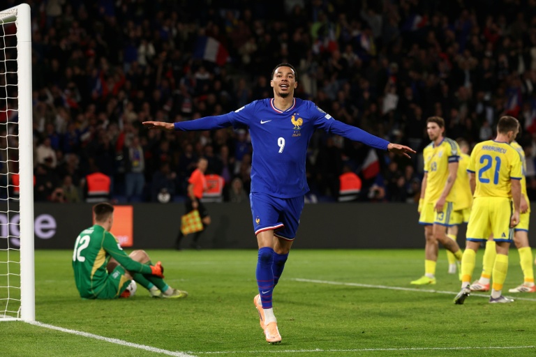 Le jeune attaquant Hugo Ekitike auteur du 4e et dernier but des Bleus contre l'Ukraine en qualification de la zone Europe, le 13 novembre 2025 au Parc des Princes