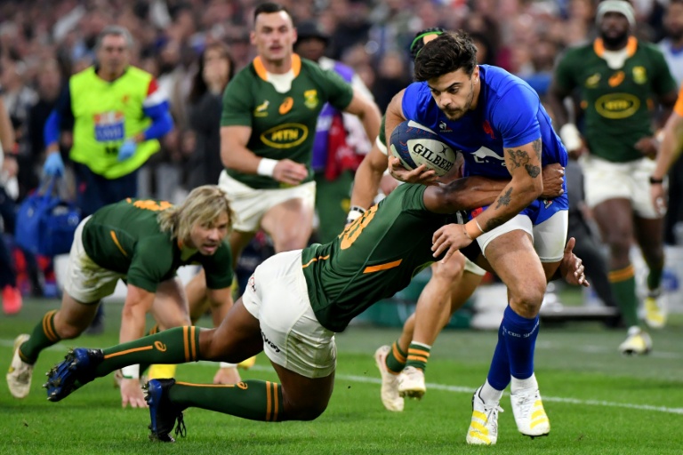 Le demi de mêlée Romain Ntamack, lors de la seule victoire du XV de France contre les Springboks en 15 ans, le 12 novembre 2022 au Vélodrome de Marseille