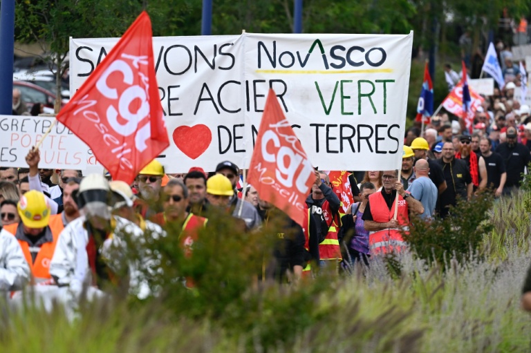Manifestation de soutien aux employés de l'aciériste Novasco à Hagondange, le 4 septembre 2025 en Moselle