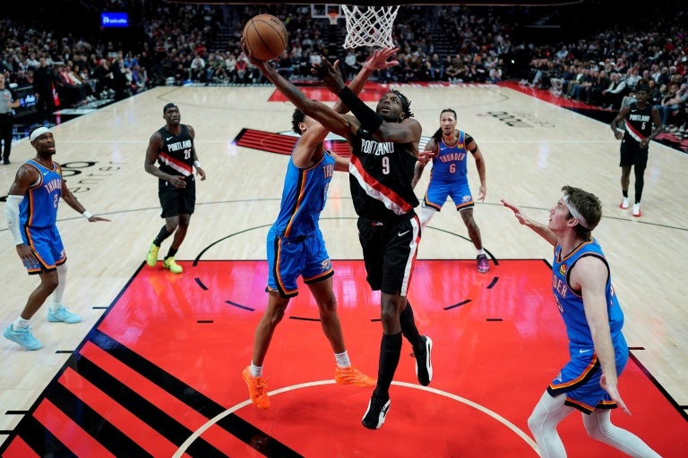 Jerami Grant (c) lors du match NBA des Portland Trail Blazers contre l'Oklahoma City Thunder, le 5 novembre 2025 à Portland