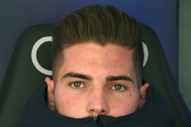 Luca Zidane sur le banc avec le Real Madrid, le 6 avril 2019 au Santiago-Bernabeu