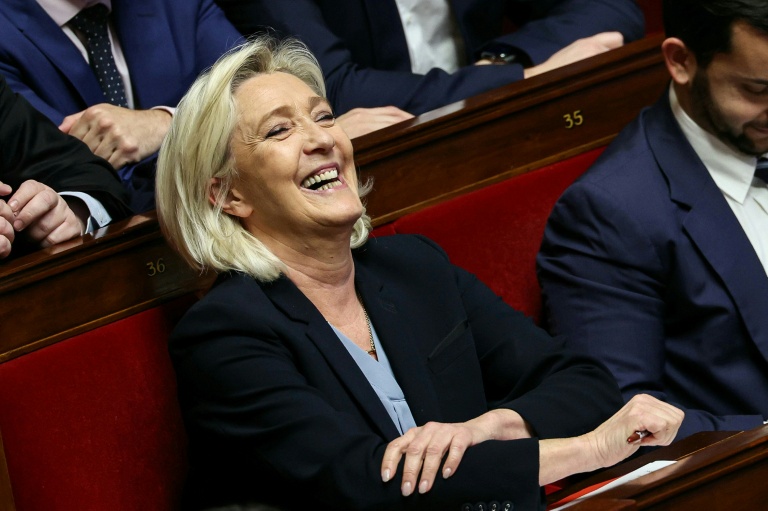 La présidente du groupe RN Marine Le Pen, à l'Assemblée nationale le 23 décembre 2025
