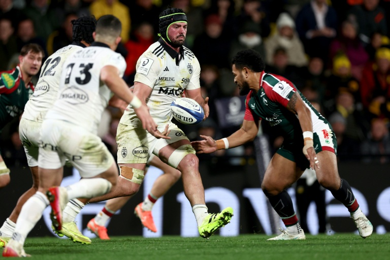 Grégory Alldritt, le N.8 de La Rochelle, contre les Leicester Tigers en Champions Cup le 6 décembre 2025 au stade Marcel-Deflandre à La Rochelle
