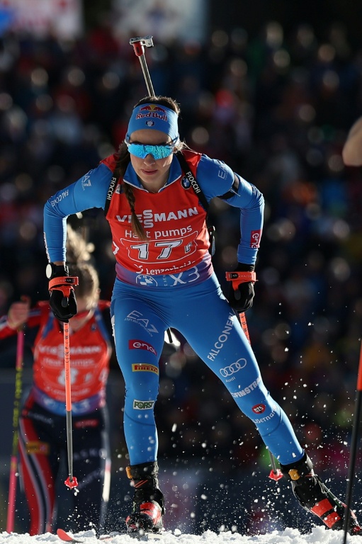 L'Italienne Dorothea Wierer lors du relais simple mixte des Mondiaux-2025 le 20 février 2025 à Lenzerheide, en Suisse