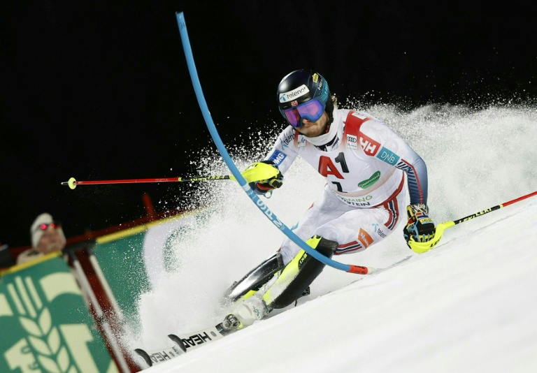 Le Norvégien Atle Lie Mcgrath dans la 1re manche du slolom de Coupe du monde de Schladming le 28 janvier 2026 en Autriche