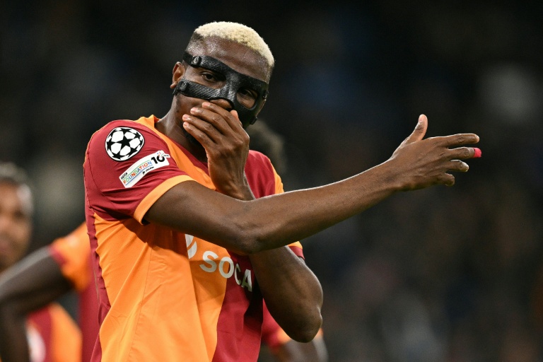 Le Nigérian de Galatasaray Victor Osimhen au cours du match de C1 contre Manchester City le 28 janvier 2026 à Manchester