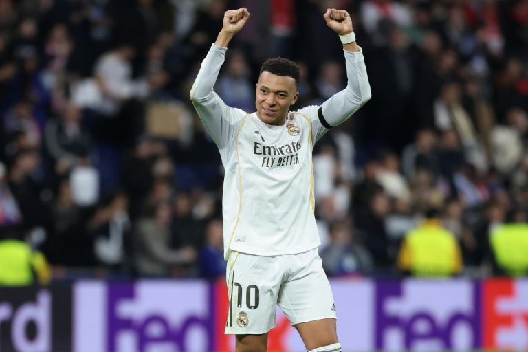 La joie de Kylian Mbappé, auteur d'un doublé contre Monaco en C1 le 20 janvier 2026 à Madrid