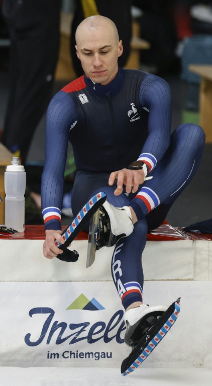 Timothy Loubineaud à l'entraînement à Inzell (Allemagne), le 13 janvier 2026